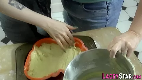 Gran gets wam in pudding and toys with banana