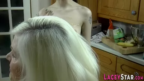 Gran gets wam in pudding and toys with banana