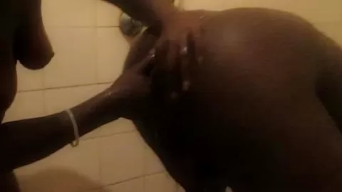 Soapy Black Girls with Perky Tits Eat Pussy In Shower