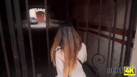 DEBT4k. Man will make a concession to the teen 18+ debtor if she spreads legs