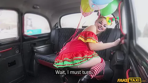 Driver Fucks Cute Valentine Clown - FakeTaxi