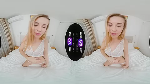 Blondie Orgasms In Her New Lingerie - White Lingerie Striptease and Solo Masturbation