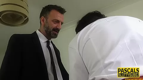 Mature sub gets throated and pounded