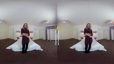 Samantha - Sexy Blonde Comes Home and Strips - Petite Solo Model Striptease Nylons
