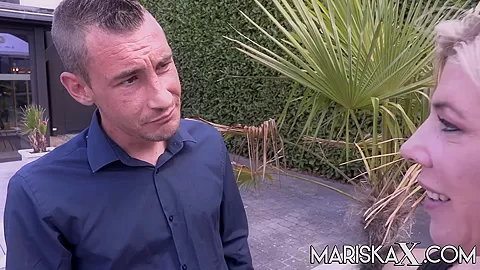 MARISKAX Busty blonde MILF takes on two dicks outdoors