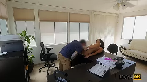 LOAN4K. Gorgeous brunette is in trouble and the man is eager to help