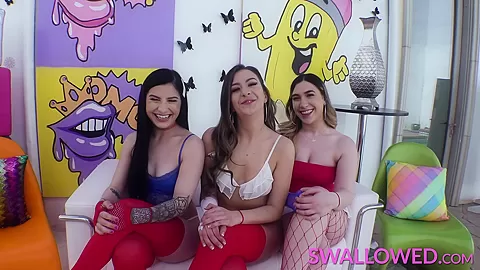 SWALLOWED Blowbang with Kaitlyn, Natalie, and Lexi