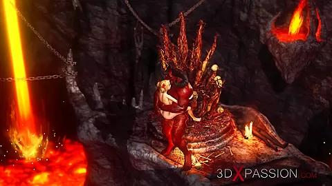 Devil plays with a super hot girl in hell