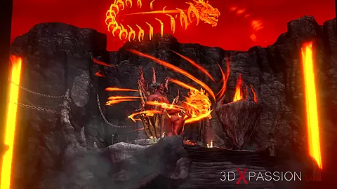 Devil plays with a super hot girl in hell