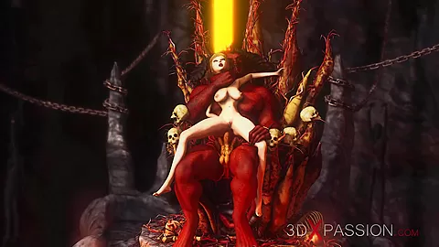 Devil plays with a super hot girl in hell
