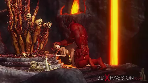 Devil plays with a super hot girl in hell