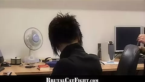 Catfight and fuck during office work