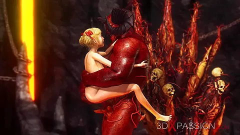 Inferno. Hot sex in hell. Devil fucks hard a young sexy slave