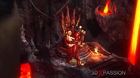 Inferno. Hot sex in hell. Devil fucks hard a young sexy slave