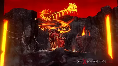 Inferno. Hot sex in hell. Devil fucks hard a young sexy slave