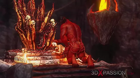 Inferno. Hot sex in hell. Devil fucks hard a young sexy slave