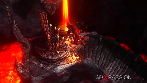 Inferno. Hot sex in hell. Devil fucks hard a young sexy slave
