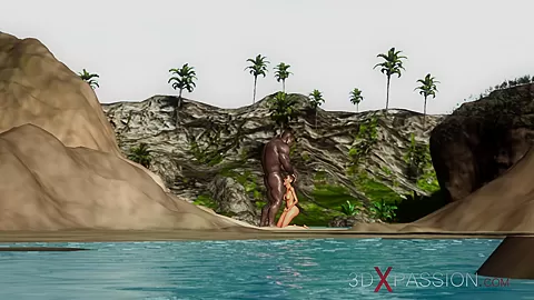 Sexy ebony gets fucked by a black guy on the savage island