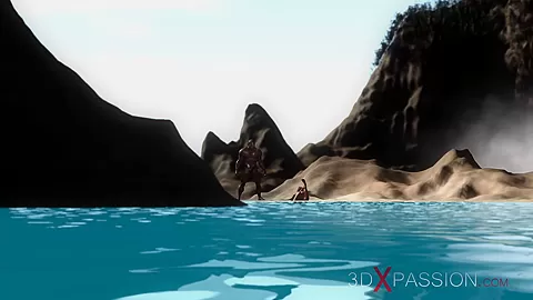 Hot sex on the beach! Big black man bangs a horny ebony on the savage island