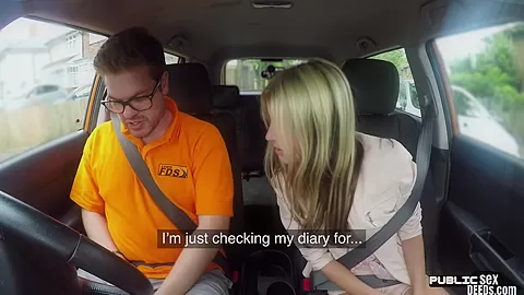 European babe blowing road teacher before sex