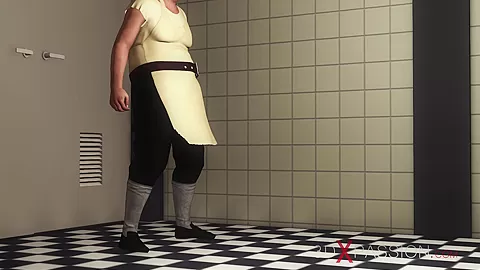 Crazy chef bangs a sexy cuffed brunette with many boobs in jail