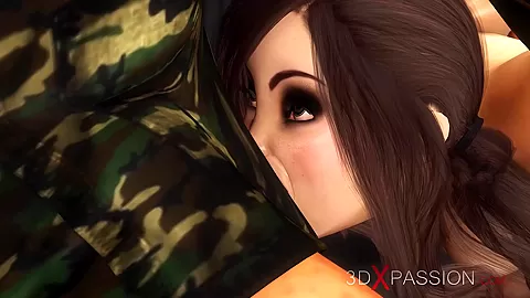 Sexy busty young brunette in cuffs gets fucked by military guy in the base