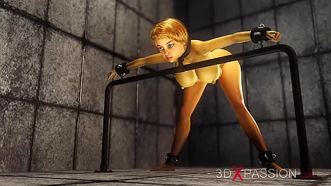 Cuffed sexy blonde with many boobs gets fucked rough by a huge black cock in the prison