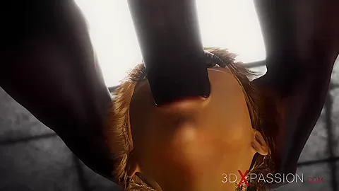 Cuffed sexy blonde with many boobs gets fucked rough by a huge black cock in the prison