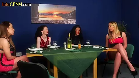 British femdom group blowing lucky dudes dick