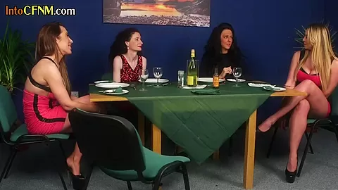 British femdom group blowing lucky dudes dick