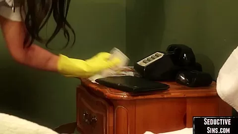 Busty maid fingered and licked before doggystyle