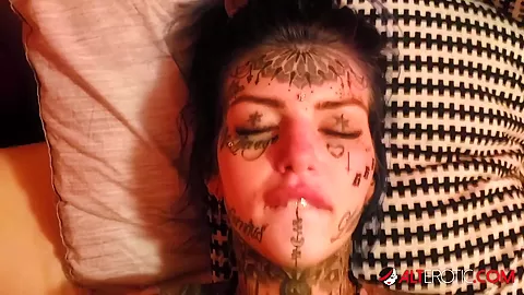 Inked up beauty Amber Luke craves a big cock