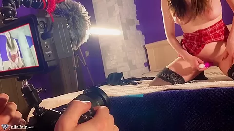 Sweet Babe Passionate Play Pussy during Filming Porn