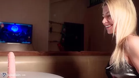 Blonde Masturbate and Hardcore Cowgirl Big Dildo - Female Orgasm