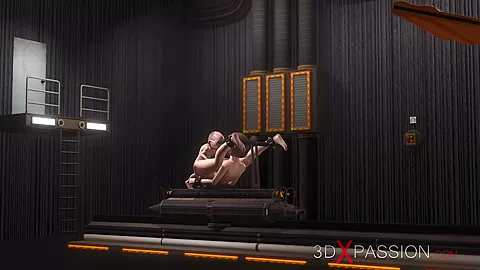 Midget plays with a sexy cuffed college girl in restraints in the lab