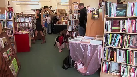 Redheaded Bookworm Gets Humiliated And Fucked In A Bookstore - PublicDisgrace