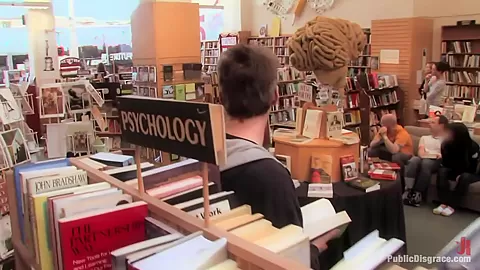 Redheaded Bookworm Gets Humiliated And Fucked In A Bookstore - PublicDisgrace