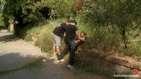 Spanish Hottie Gets Throat Fucked On The Streetbound In Front Of A Busy Cafe - PublicDisgrace