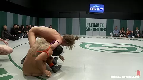 Rd2: Girls Helpless In Wrestling Holds, Getting Double Teamed.Finger Fucked On The Mat. - Publicdisgrace