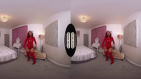 Asha Evans Red Pvc Bodysuit & Riding Crop Goddess Worship