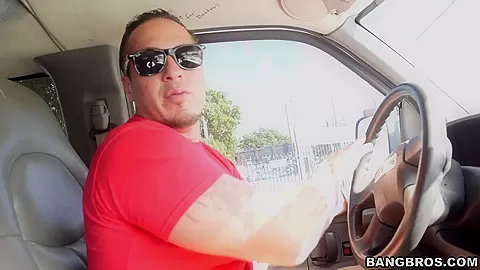 Pretty blonde tricked on the BangBus - BangBus