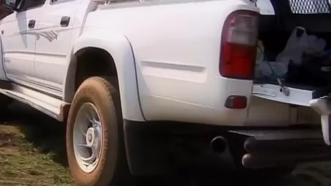 Ebony couple fucking outdoors at back of the truck