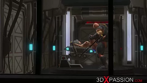 Hard fuck in the sci-fi lab! Hot blonde gets fucked by space soldier