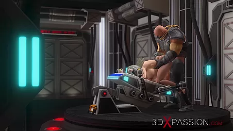 Hard fuck in the sci-fi lab! Hot blonde gets fucked by space soldier