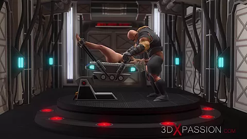 Hard fuck in the sci-fi lab! Hot blonde gets fucked by space soldier