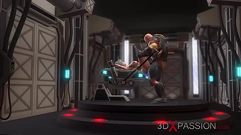 Hard fuck in the sci-fi lab! Hot blonde gets fucked by space soldier