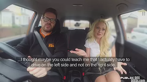 Busty euro publicly doggystyled in car