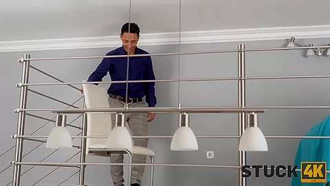 STUCK4K. Sexy hottie got stuck and needed some help from a kinky man