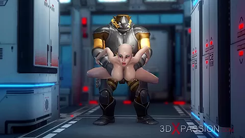 Alien sex at the Mars base camp! A hot horny woman gets the anal fucking