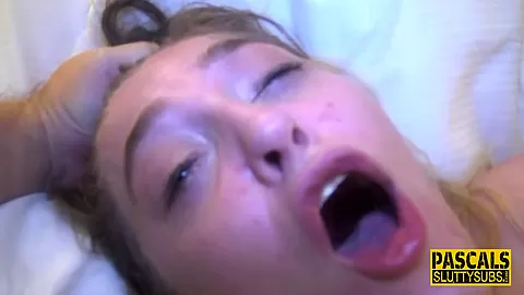 Throated sub teen 18+ gets pussy pounded